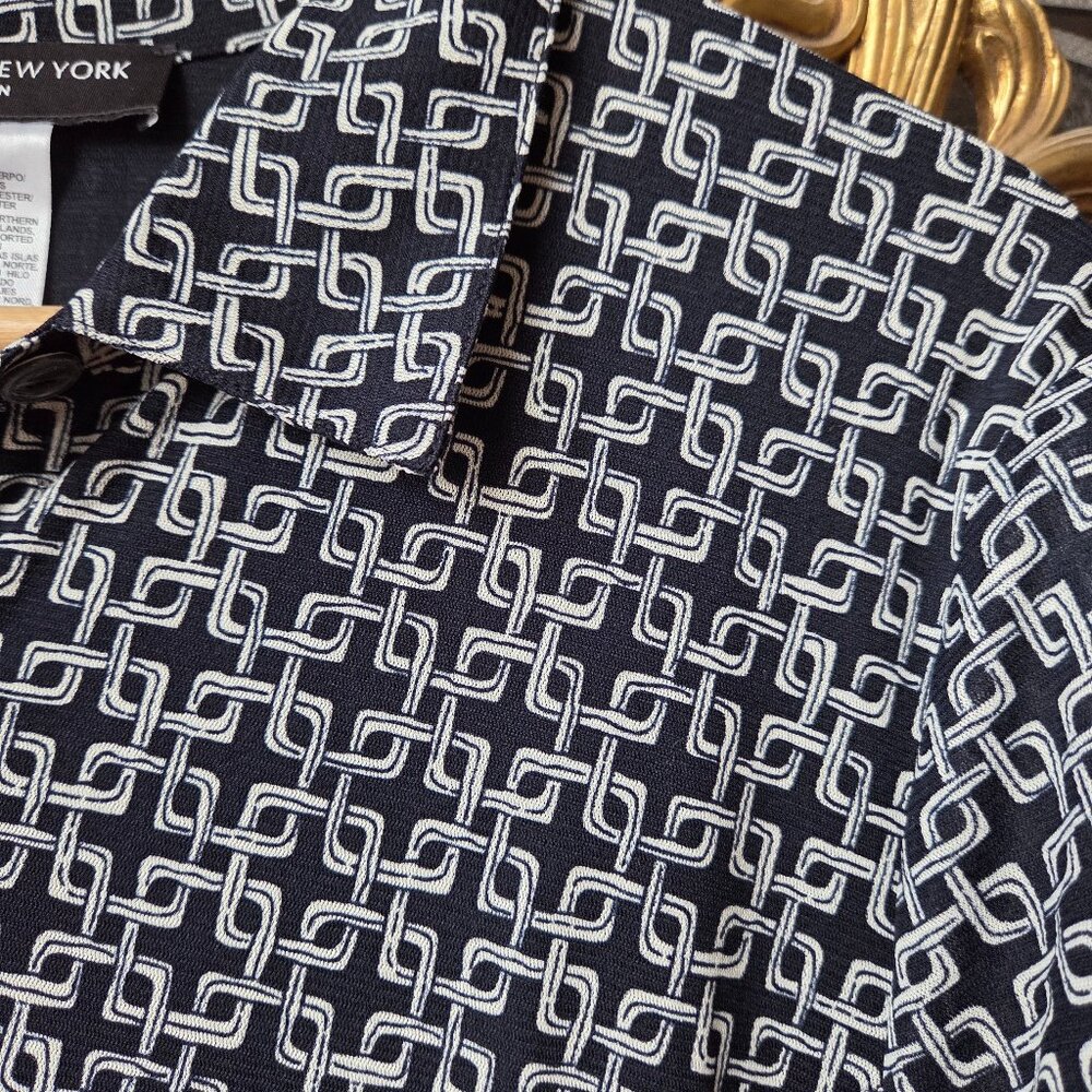 Gorgeous Jones New York Pattern Dress Navy and White